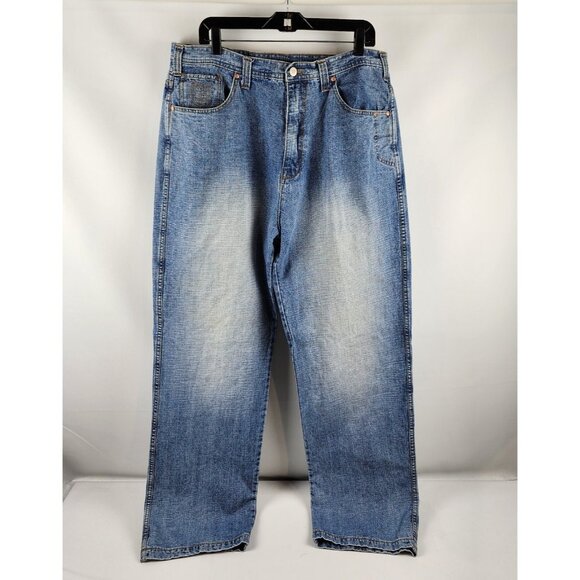 Vintage DEF JAM Univ Jeans Mens 38x34 Blue Denim Baggy Loose Hip Hop Skate Y2K - Picture 1 of 10